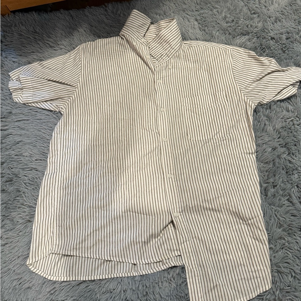 Green striped button up